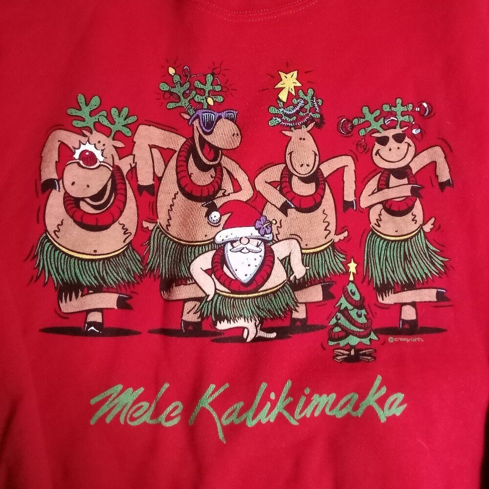 Vintage Crazy Shirts Mele Kalikimaka Christmas Reindeer Crewneck Sweatshirt